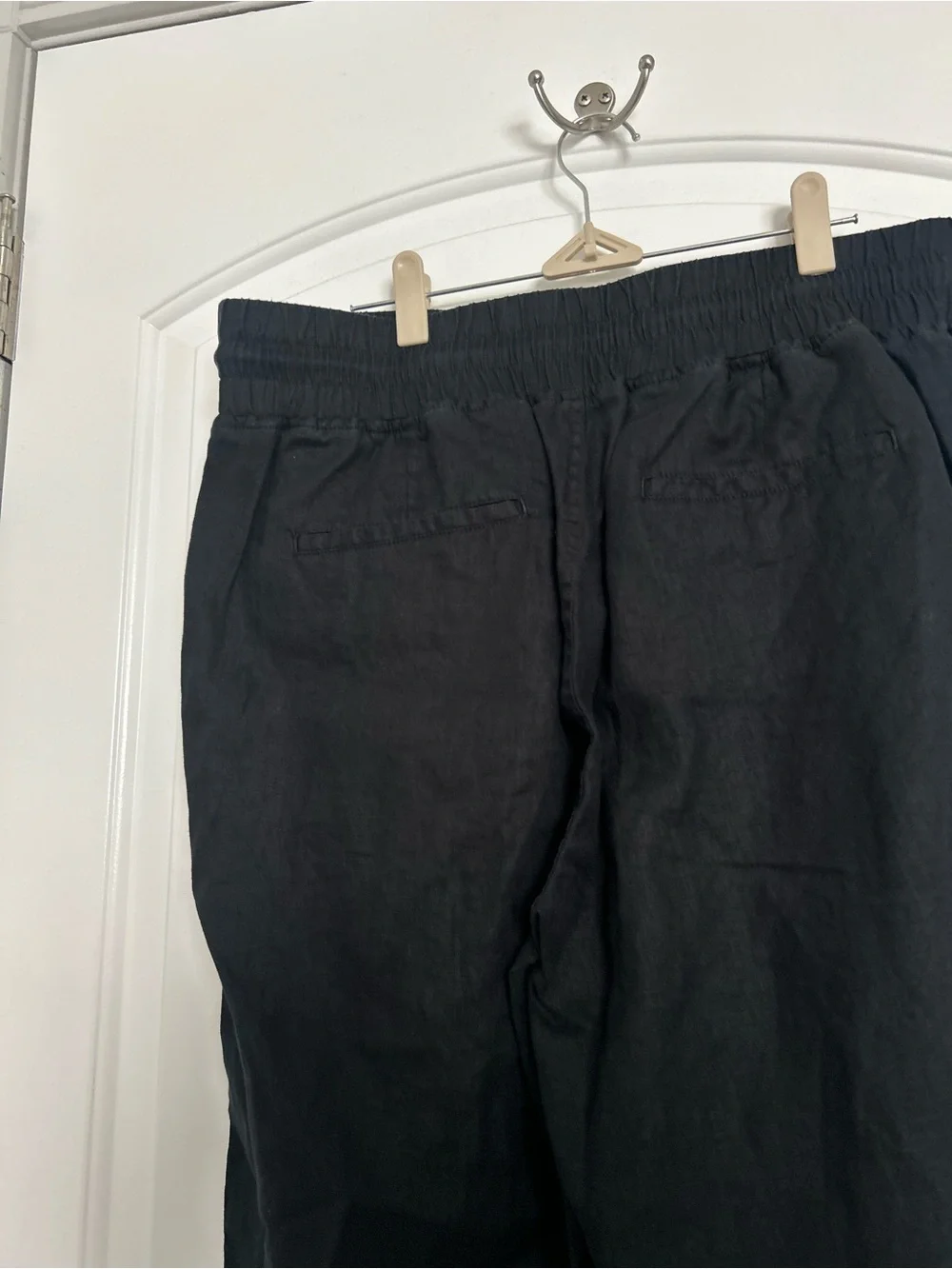Quince Black Wide Leg Linen-Blend Pants